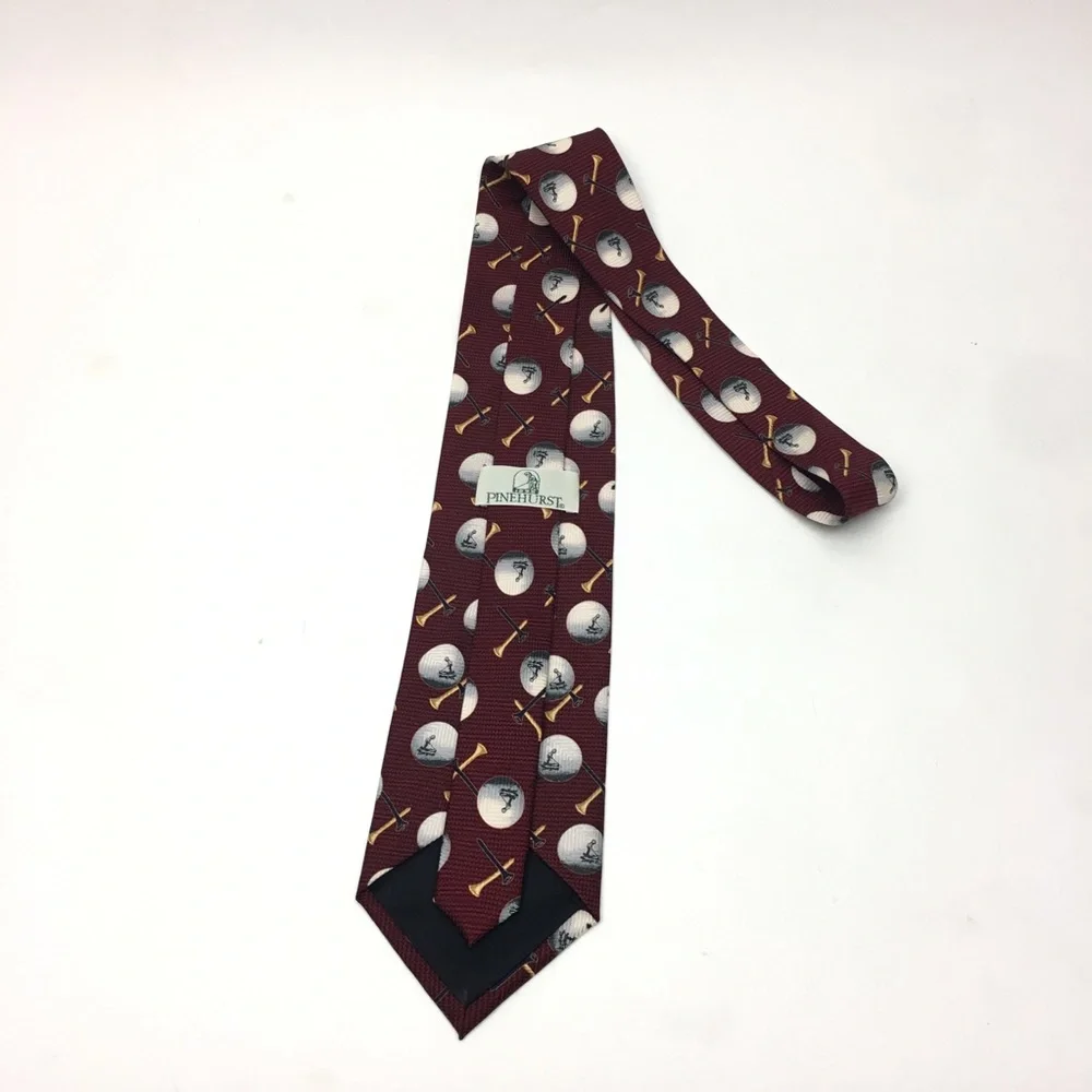 Red Black Golfing Necktie Golf Balls Tees Pattern‎